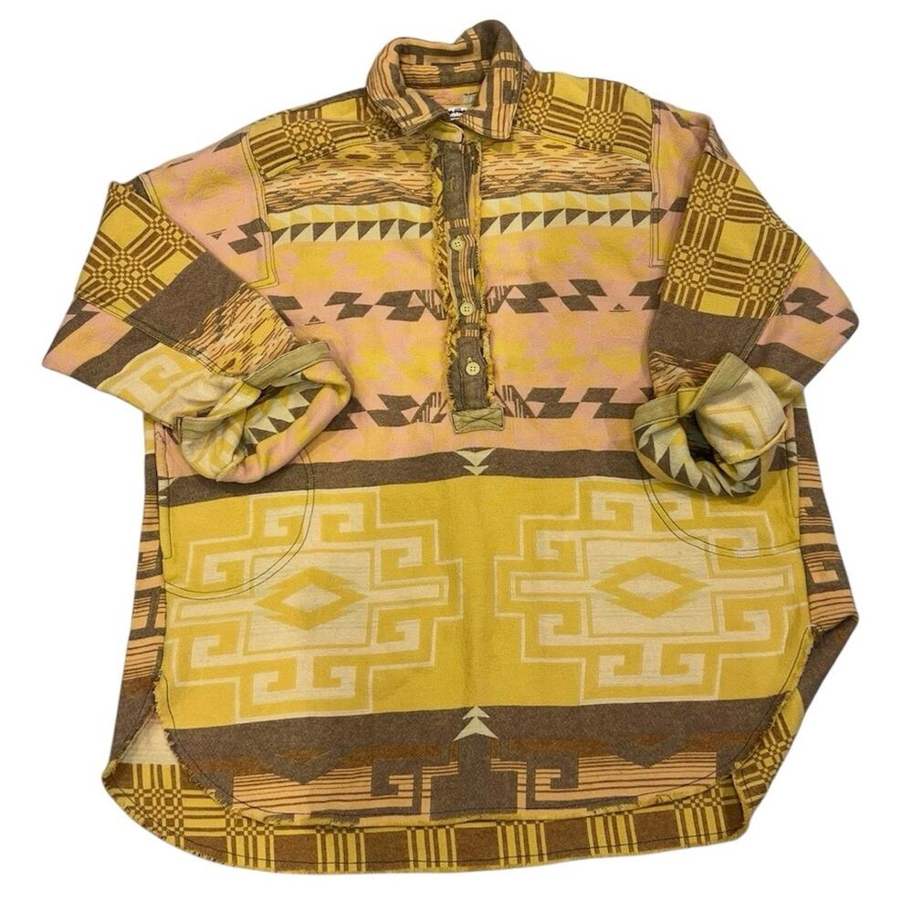 Free People Southwest Aztec Pullover Jacket Western Boho Ranch Shacket L - Picture 11 of 14